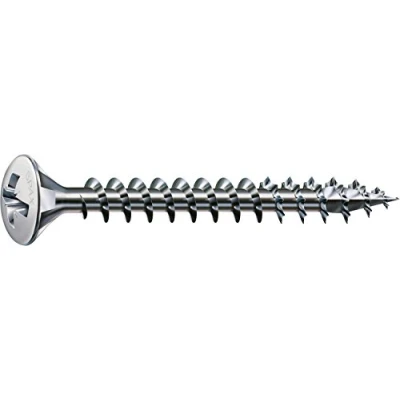 Image de SPAX Vis universelle, 3,5 x 20 mm, 1000 pièces, cruciforme Z2, tête fraisée bombée, filetage complet, 4CUT, nickelé, E1J, 0241030350205