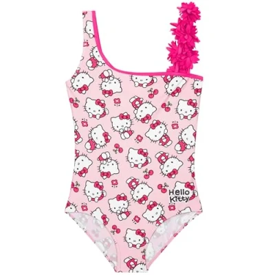Image de Get Trend Hello Kitty Maillot de Bain Fille 1 Pieces Confortable Kawaii Maillots Ados pour Piscine Plage Cadeau (13 14 Ans, Rose Kitty)
