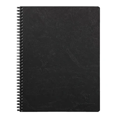 Image de Clairefontaine 782521C Collection Age bag Un Cahier à Spirale Noir A4+ 22,5x29,7 cm 160 Pages Détachables Petits Carreaux Papier Blanc 90 g Couverture Carte Lustrée Grain Cuir