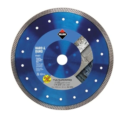 Image de RUBI Disque Diamant pour Matériaux Durs Turbo Viper TVA 115 Coupé à Sec de Granit, Grès Rustique, Clinker, Máteriaux Réfractaires, Ardoise et Porcelaine Alésage 22,2 mm Diámetre
