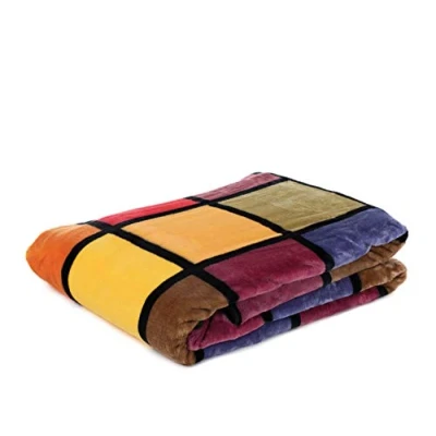 Image de Gözze Couverture moelleuse, Feeling Cashmere, Tissu lourd 500 g/m², Antigua, 150 x 200 cm Anthracite/Noir/Blanc