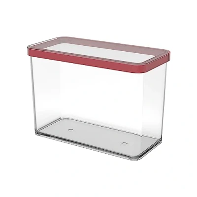 Image de Rotho Loft boîte de rangement rectangulaire 2,1l avec couvercle et scellé, Plastique (PP) sans BPA, transparent/rouge, 2.1l (20.0 x 10.0 14.2 cm)