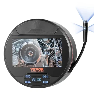Image de VEVOR Endoscope à Triple Objectif, Caméra Endoscopique avec 8 + 2 Lumières LED, Écran IPS 4,3&quot;, Câble 5 m, Carte 32 Go, Étanche IP67 pour Inspection Automobile, Vidange, Canalisation, Plomberie