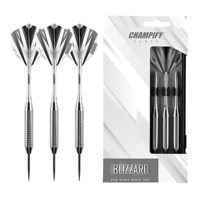 Image de Champify Set de Fléchettes Blizzard 23 g en laiton avec pointe acier 3 6 tiges et ailettes autres accessoires pointes idéales pour les