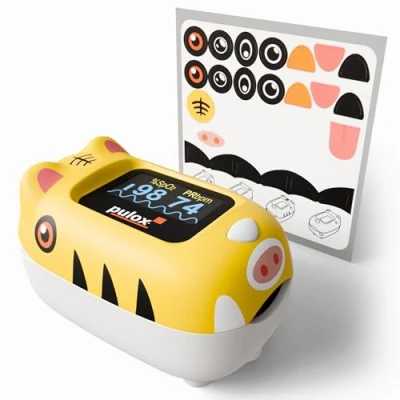 Image de Pulox PO 230 Oxymètre de pouls pour enfants en vert avec autocollants Mesure la saturation oxygène et fréquence cardiaque