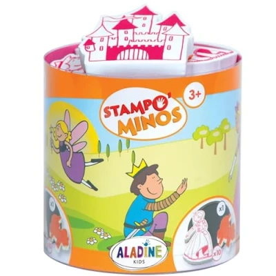 Image de Aladine 10 Tampons Contes de Fées avec Encreur, dès 3 Ans, Stampominos, Encre Lavable, Princesse Château Magie, Activité Enfant Dessin Garçon Fille, Idée Cadeau, 85114, Non Applicable