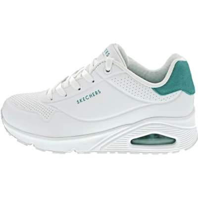 Image de Skechers Femme Uno Pop Back, Bordure en Daim Durabuck Blanc Menthe, 35 EU
