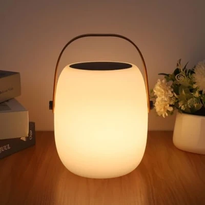 Image de ZWOOS Lampe de Table Sans Fil, Énergie Solaire/Rechargeable par USB, a Poser LED RVB, avec Mode Scintillement Bougie, Étanche IP54, Télécommande
