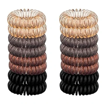Image de Élastiques à Cheveux Spirale,Elastiques sans Traces 16 Pièces Bandeaux de Queue Cheval Transparent Anneau Bobine