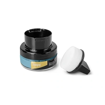 Image de Kaps Crème Délicate de Cirage avec Applicateur en Éponge pour Cuir naturel et Matières synthétiques ou Maroquinerie 50ml, Bleuciel 121