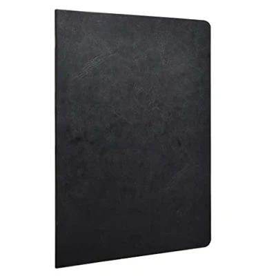 Image de Clairefontaine 733061C Collection Age Bag Un Cahier Agrafé Noir A4 21x29,7 cm 96 Pages Lignées avec Marge Papier Blanc 90 g Couverture Carte Lustrée Grain Cuir