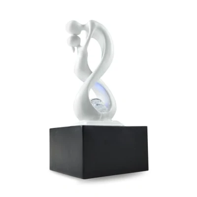 Image de Fontaine d’intérieur Moderne avec Lumière LED Coloré Sculpture Amoureux Amovible Décoration Contemporaine Circuit fermé Boule en Rotation Amor Blanc/Noir, Zen Light, 14 x 31 cm