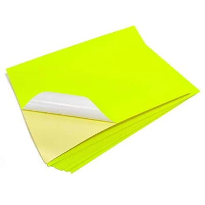 Image de Evergreen Goods™ Lot de 10 Feuilles A4 d&#039;étiquettes Autocollantes Jaune Fluo Imprimables au Laser Convient pour Les emporte pièces Cricut et Silhouette Idéal marqueurs Faire des