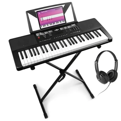 Image de Max Rhapsody54 Clavier Électronique 54 Touches Avec Stand et Casque Audio, Synthétiseur Débutant, Porte partitions, Deux Haut parleurs Intégrés, Idéal pour Démarrer votre Apprentissage