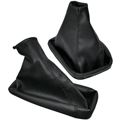 Image de AERZETIX C57803 Soufflet de levier vitesse et frein à main compatible avec Renault Laguna II 2001 2005 couleur: noir en cuir synthétique