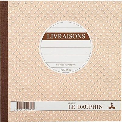 Image de Le Dauphin Réf. 1162D Lot de 5 manifolds LIVRAISONS papier autocopiant duplicata (1 original et 1 copie) 50 feuilles format 21 x cm couverture vernie