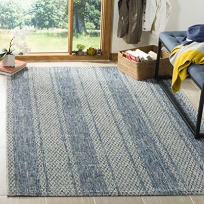 Image de Safavieh Rafal Grand Tapis de Salon rectangulaire pour Une Utilisation en intérieur, Polypropylène, Gris Clair/Bleu, 90 X 150 cm
