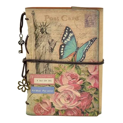 Image de NectaRoy Rétro Vintage Cuir Journal Agenda, Carnet de notes Rechargeable Avec Séparation, Bloc des Pages Blanches, d&#039;écriture, Voyage, 185x130mm