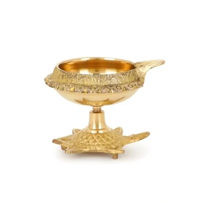 Image de Zap impex Lampe à huile traditionnelle en laiton Deep Diya indienne Diwali Puja Kuber Tortoise (1)