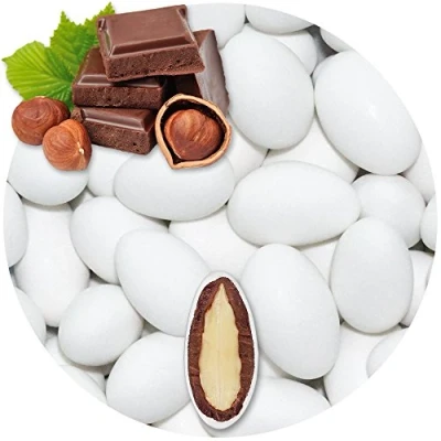 Image de EinsSein 0,5 kg d&#039;amandes au chocolat nougat blanc mat Pour mariage, baptême, communion, confirmation amandes et sucre parlant sucrées Badem sekeri