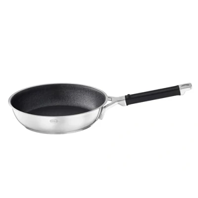 Image de RÖSLE Poêle à Frire SILENCE PRO avec Revêtement Anti adhésif, Manche en Silicone, Acier Inoxydable 18/10 Convient pour l&#039;Induction, Passe au Lave Vaisselle, 28 cm