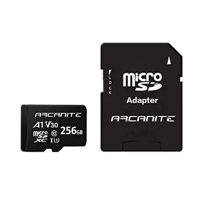 Image de ARCANITE 256 Go Carte Mémoire microSDXC avec adaptateur SD A1, UHS I U3, V30, 4K, C10, microSD, Vitesse de lecture maximale 90 Mo/s