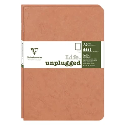 Image de Clairefontaine 733186C Collection Age Bag Lot de 2 Carnets Agrafés Duo Tabac A5 15,8x21 cm 96 Pages Unies Blanches Papier 90 g Couverture Carte Lustrée Grain Cuir