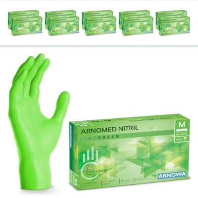 Image de ARNOMED gants jetables vert, nitrile taille M, gant jetable 2000 pièces (20 boîtes), en non poudrés &amp; sans latex, cuisine, a usage unique XS, S, L XL