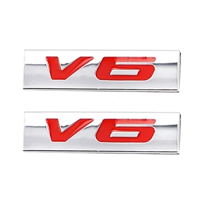 Image de V6 Emblème autocollant en métal chromé avec logo 3D pour tuning de voiture Argenté
