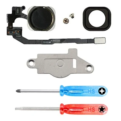 Image de MMOBIEL Bouton Home Compatible avec iPhone 5s 2013 Button Remplacement Connecteur Nappe Flex INCL. Tournevis Noir