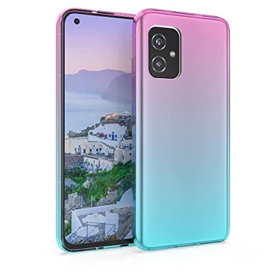 Image de kwmobile Coque Compatible avec ASUS Zenfone 8 Étui de Protection Souple en Silicone Tons Pastel Fuchsia Bleu Transparent