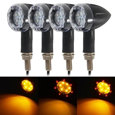 Image de NATGIC 4PCS Universel Moto Clignotants Mini Bullet LED Lumière Frein Feu Arrière Lampe Feux de Course Noir
