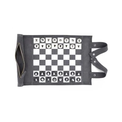 Image de Sondergut Chess/Checkers Roll Up Travel Set Leathe