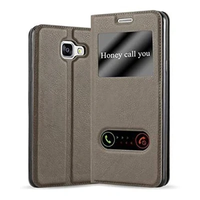 Image de cadorabo Coque pour Samsung Galaxy A3 2016 en Marron Pierre Housse Protection avec Stand Horizontal et Deux Fenêtres Portefeuille Etui Poche Folio Case Cover