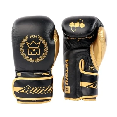 Image de Montana Mixte Victory gants de boxe, Noir et or, 16 oz EU