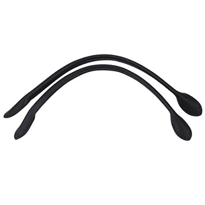 Image de POFET Paire de poignées sac à main en cuir véritable, sangles rechange pour accessoires main, 60 cm, noir