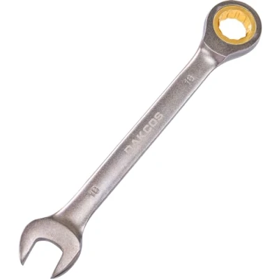 Image de DAKCOS Clé Plate à Cliquet Mixte 18mm 72 Dents Combinée Polygonale Fourche en chrome gris mat