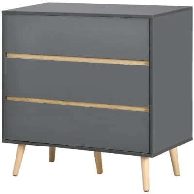 Image de HOMCOM Commode 3 tiroirs sans poignée Design scandinave dim. 80 x 40 cm Gris