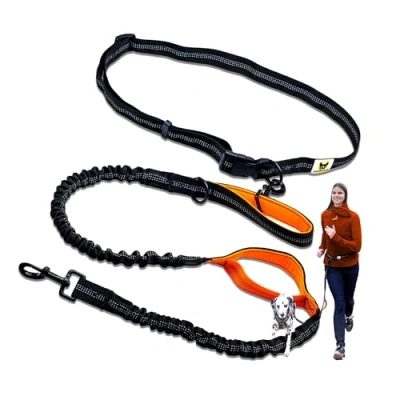 Image de HUNDEFREUND Laisse Chien pour Courir Main Libre avec Amortisseur Extensible de 120 à 170 cm Jogging, Canicross, Course Pied