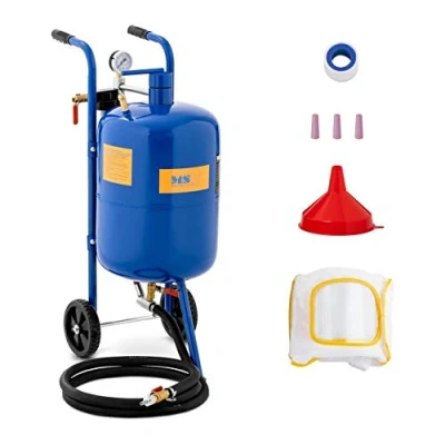Image de MSW Sableuse Mobile Pneumatique Aérogommeuse Mini Petite Machine À Sabler Appareil De Sablage Portative MS40A (40 l, 8,6 bars, Tuyau 2,5 m, Roulettes intégrées, 4 Buses, Masque)