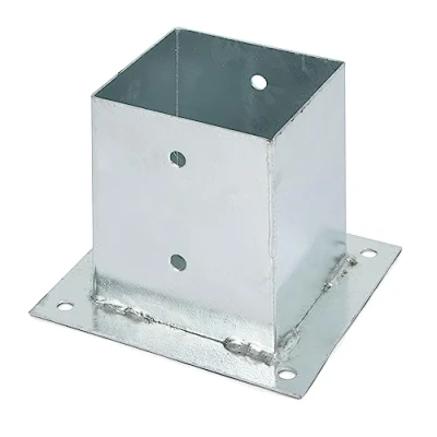 Image de Alberts 217679 Ancre sur platine pour poteau en bois rond ou carré galvanisée à chaud 121 x mm