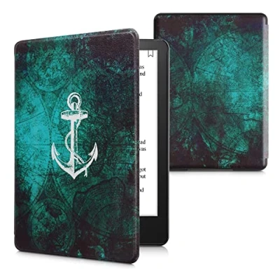 Image de kwmobile Etui Compatible avec Kindle Paperwhite 11e génération Étui à Rabat magnétique Tablette eReader Similicuir pour Blanc Bleu