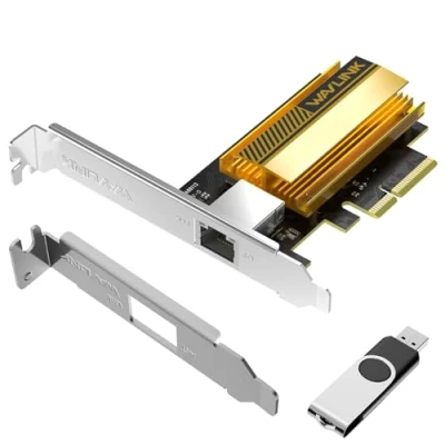 Image de WAVLINK 10G Base T PCIe Carte réseau, 10000/5000/2500Mbps PCI Express Ethernet Adapter avec contrôleur AQC113, NIC pour Windows 11/10 &amp; Linux Support Low Profile
