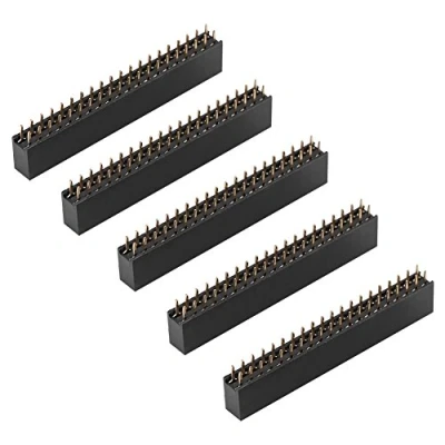 Image de Akozon 5pcs 2 x 20 Pins 2.54m Header Strip Bande Mâle Femelle Double Rangée Broche Courte En têtes pour