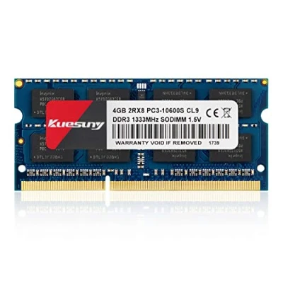 Image de Kuesuny 4Go DDR3 Mémoire RAM 4GB pour Ordinateur Portable DDR3, 1333MHz PC3 10600, sans ECC 1,5 V CL9 2Rx8 Dual Rank 204 Broches SODIMM