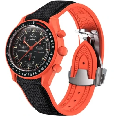 Image de REBANDACE Bracelet de rechange incurvé Pour montre Omega x Swatch Moonswatch 20 mm Boucle pliable compatible avec Speedmaster homme et femme
