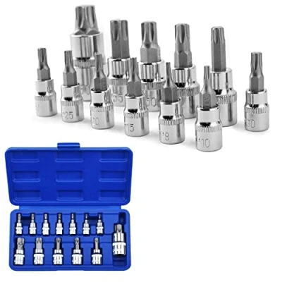 Image de Noosverl 13 Pcs Torx Bit Socket Set T8 T70 S2 Acier Clés à Douille Hexagonal Shank Tool Tournevis Set,Torx male T10 T15 T20 T25 T27 T30 T40 T45 T50 T55 T60