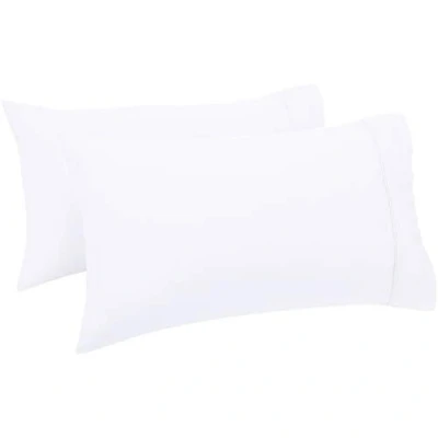 Image de Amazon Basics Taies d&#039;oreiller en satin de coton anti plis lot 2, 400 fils/cm², 50 x 80 cm, Blanc, Coussins non inclus