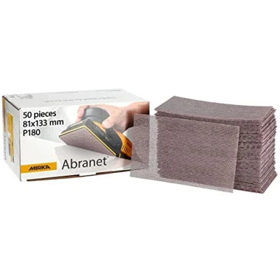 Image de MIRKA Abranet Bande abrasive en filet 81x133 mm autoagrippant grain P180 50 pces pour poncer le bois, mastic, la peinture, plastique 5417805018