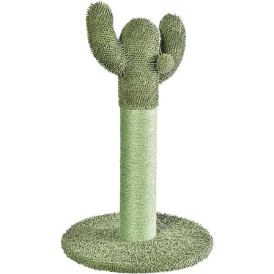 Image de Amazon Basics Arbre à chat cactus avec balle pendante, 65 x 43 cm, Vert
